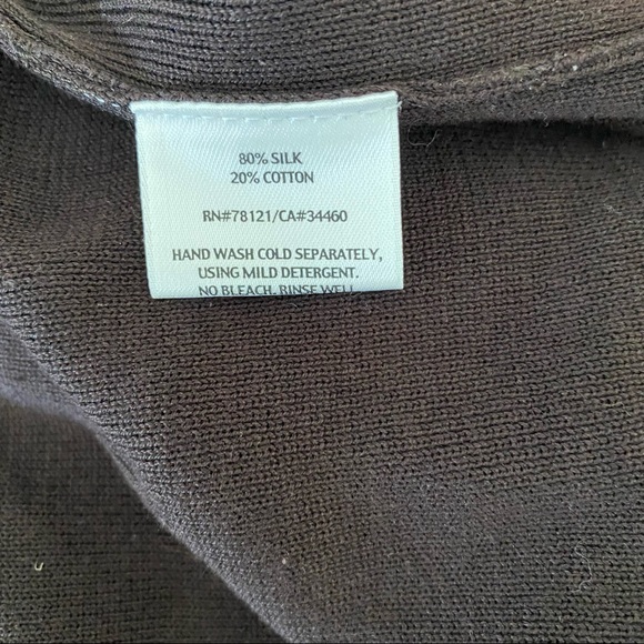 Eileen Fisher Brown Silk Shell Ribbed Knit Top - Picture 5 of 6